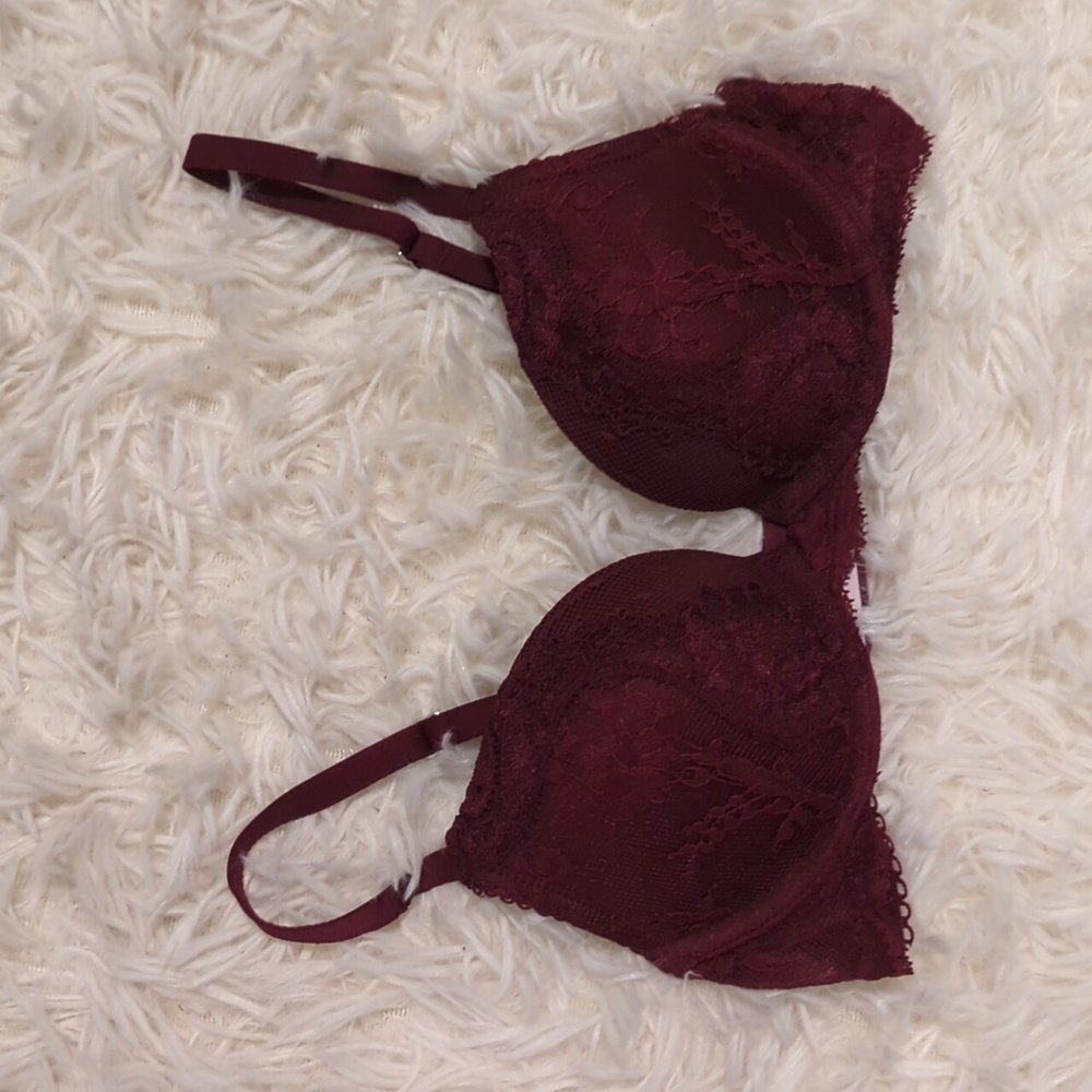 Dream Angels Burgundy Lace Push Up Bra